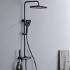 Juego de sistema de ducha termostático con llave de piano para baño expuesto montado en la pared con función de 4 vías