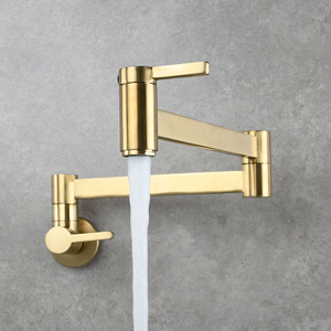 Nuevo diseño, grifo de lavabo cromado dorado de latón Solo Frío plegable de cobre, grifo de extensión para lavabo de balcón