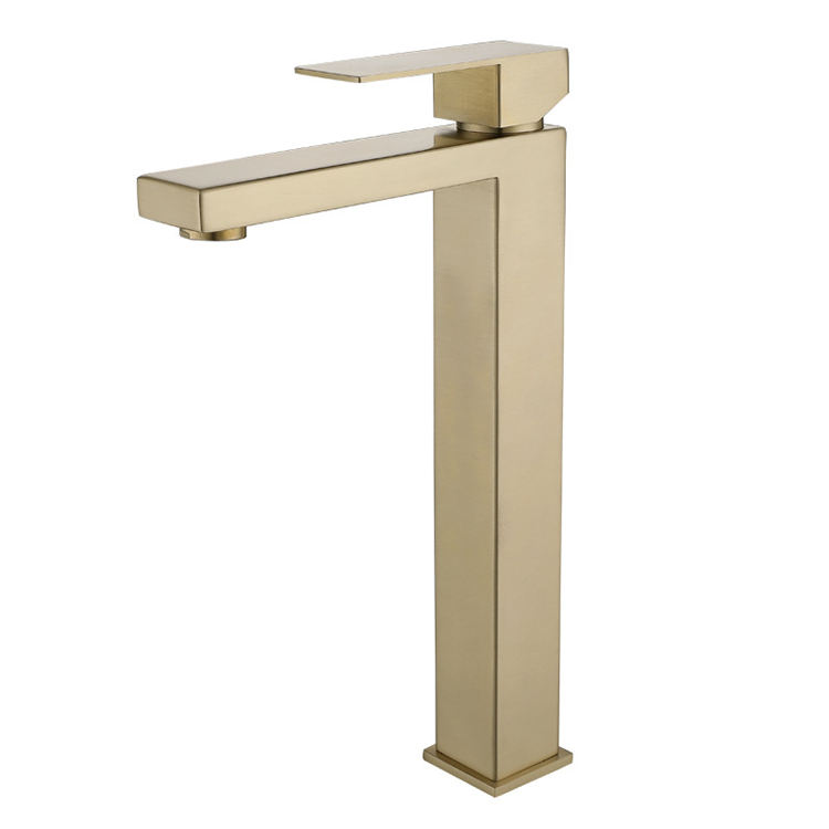 Grifo de lavabo de acero inoxidable 304 para baño, grifo de lavabo negro de Oro cepillado frío y caliente