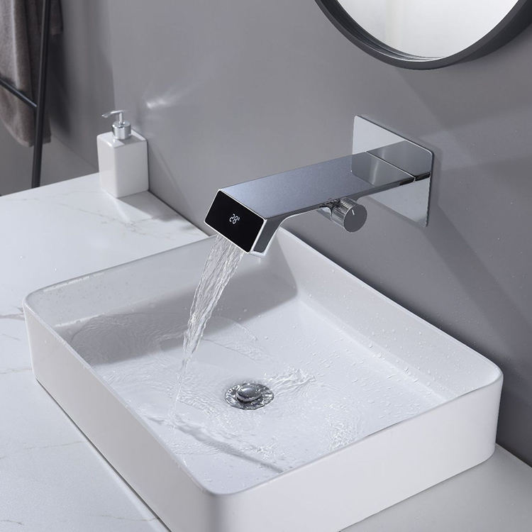 Grifos de lavabo digitales de latón ocultos para lavabo de baño con temperatura