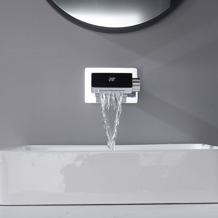 Grifos de lavabo digitales de latón ocultos para lavabo de baño con temperatura