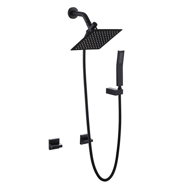 Juego de sistema de ducha de pared para baño oculto negro