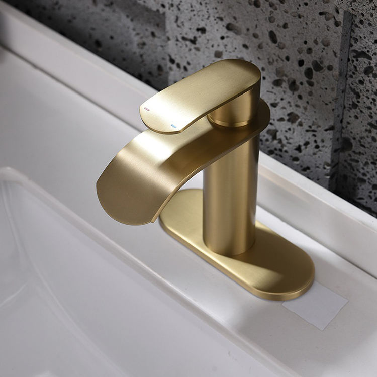 Mezclador monomando para lavabo de baño, Palanca única de bronce aceitado ORB de acero inoxidable 304, cascada