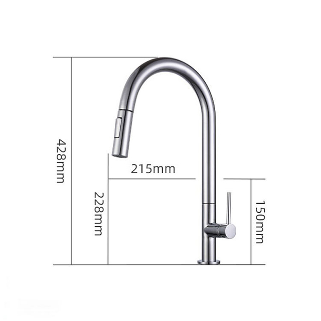 Tire hacia abajo el sensor elegante del grifo del grifo de la cocina del grifo de cobre amarillo de la agua fría caliente del grifo de la cocina del rociador