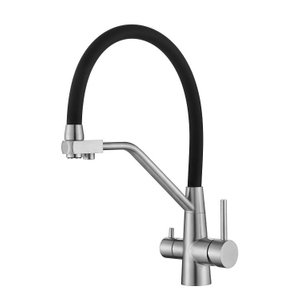 Purificador de agua de grifo de cocina flexible de dos palancas de acero inoxidable de 3 vías