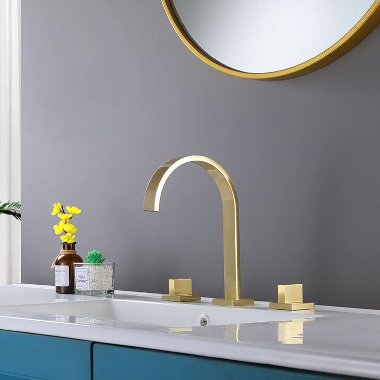 Grifo para lavabo de baño generalizado con 3 orificios y 2 manijas de arco alto
