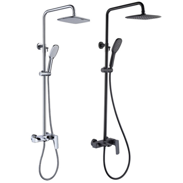 Grifo monomando para baño, ducha tipo lluvia, cromado, negro