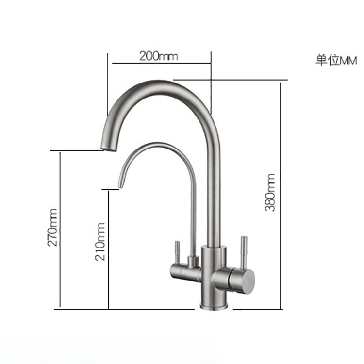 Tres funciones, dos grifos, grifo de 3 vías, grifo mezclador para fregadero de cocina, grifo de cocina RO de agua pura