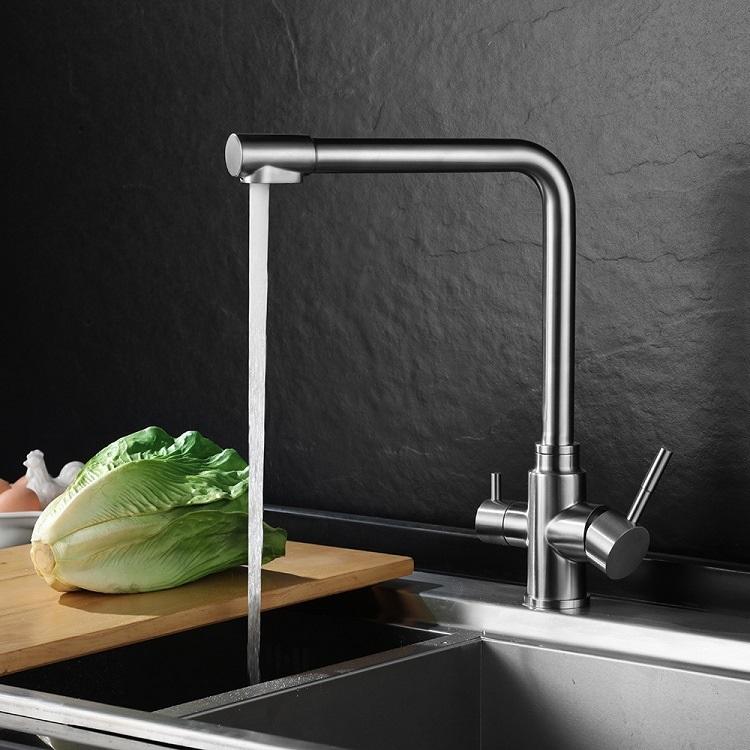 Purificador de agua para grifo de cocina RO de 3 vías de acero inoxidable 304