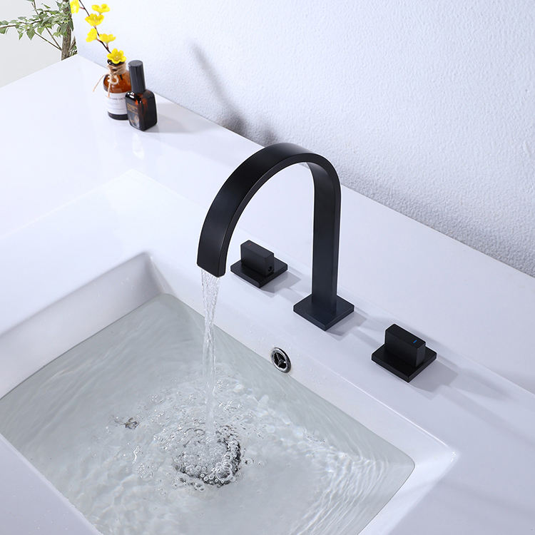 Grifo para lavabo de baño generalizado con 3 orificios y 2 manijas de arco alto