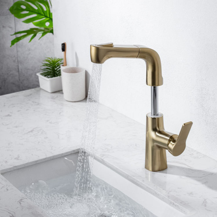 Grifo monomando para lavabo extraíble con un solo orificio, color negro