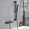 Grifo termostático de latón para ducha y bañera, monomando, color negro, con barra deslizante
