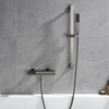Grifo termostático de latón para ducha y bañera, monomando, color negro, con barra deslizante