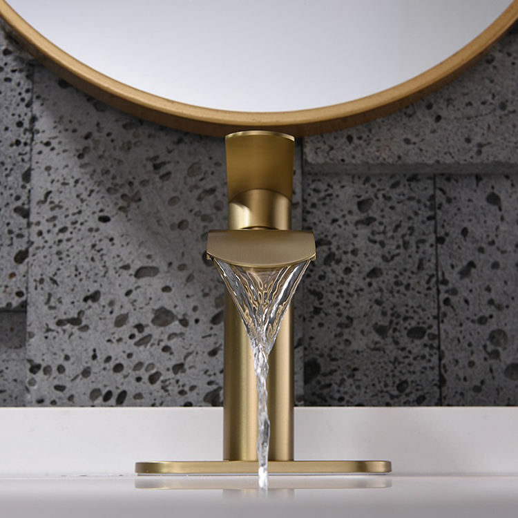 Mezclador monomando para lavabo de baño, Palanca única de bronce aceitado ORB de acero inoxidable 304, cascada