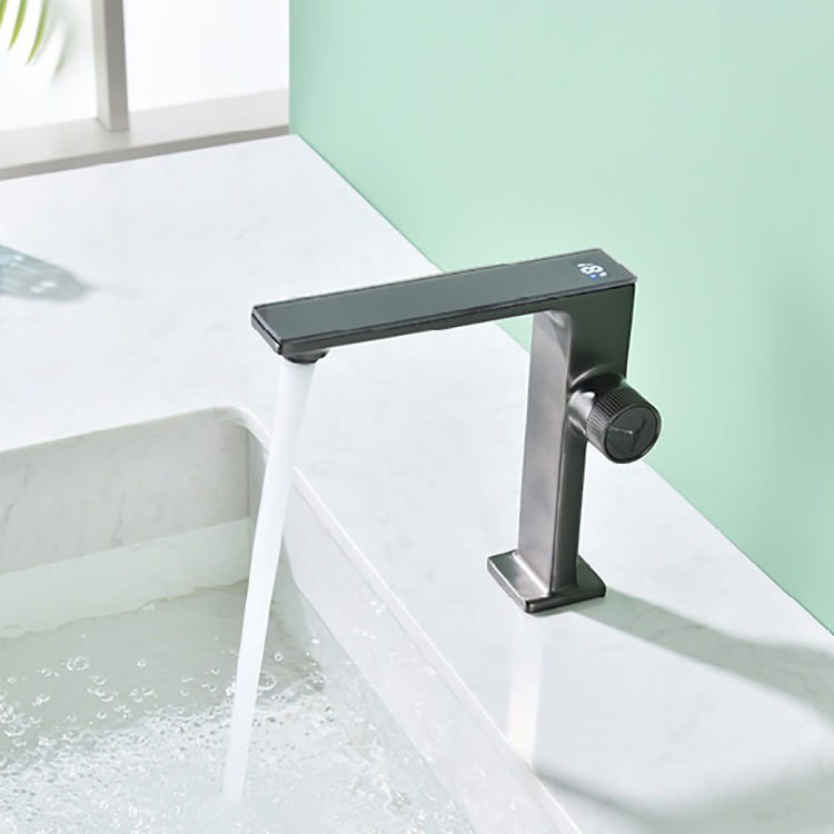 Grifo de lavabo de baño frío y caliente, grifo mezclador de lavabo con pantalla Digital