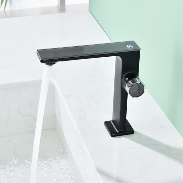 Grifo de lavabo de baño frío y caliente, grifo mezclador de lavabo con pantalla Digital