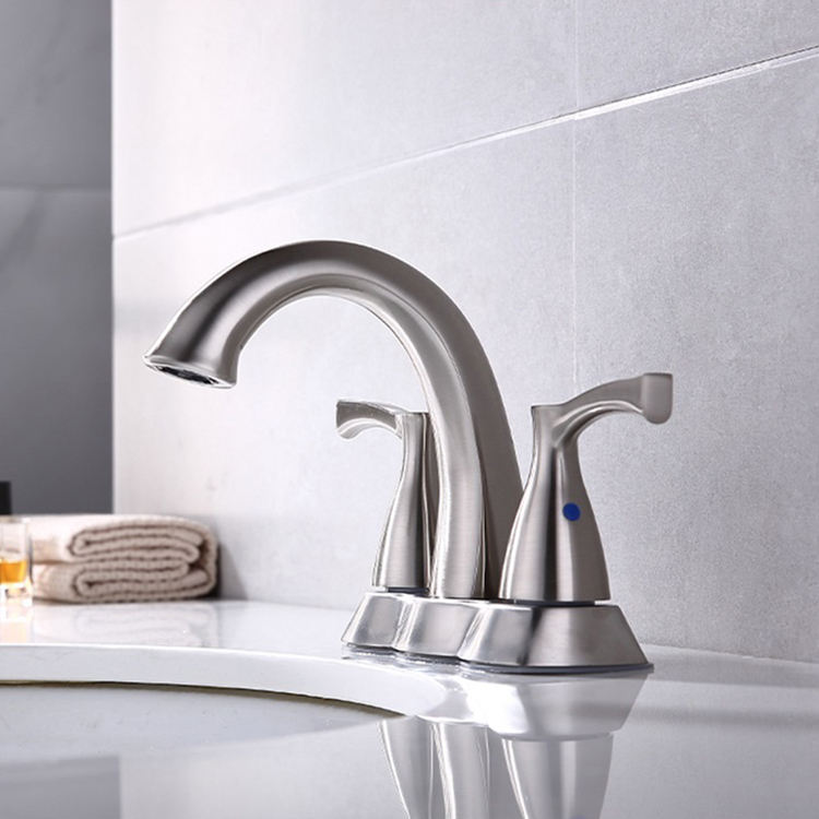 Grifo mezclador para lavabo de baño con 2 manijas y juego central de 4 pulgadas
